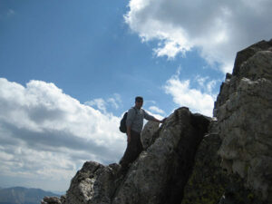 Lonny reaching the top of tower 1